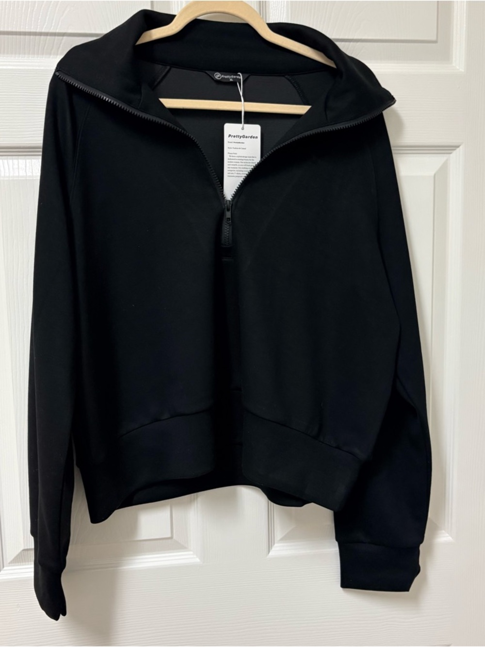 PrettyGarden Women's Black Half-Zip Pullover Hoodie XL NWT
